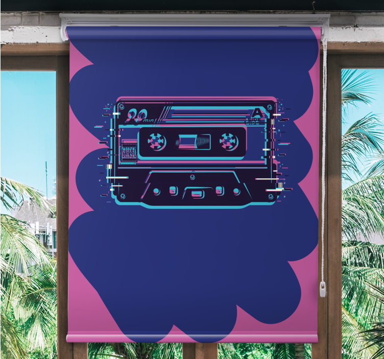 Retro kassette illustration nørdede rullegardiner - TenStickers