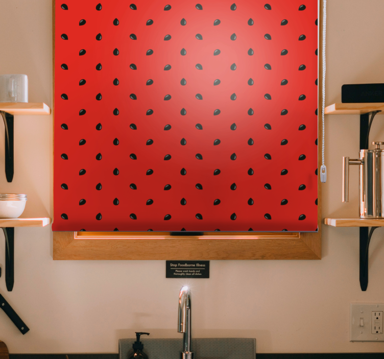 Rødt jordbær mønster frugt rullegardin - TenStickers