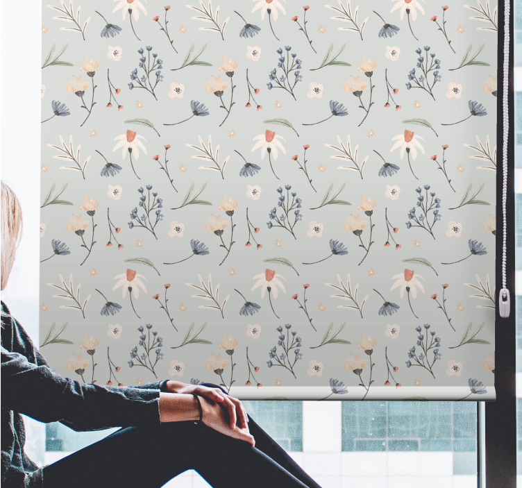 Sarte elementer rullegardiner med blomster - TenStickers