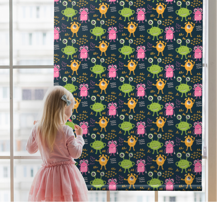 Sjovt farverigt udlændinge mønster børns rullgardin - TenStickers