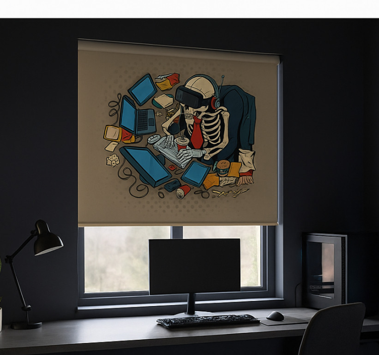 Skelet retro gamer nørdede rullegardiner - TenStickers