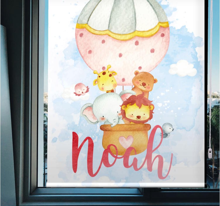 Søde dyr, der flyver på balloner Rullegardinmaleri - TenStickers