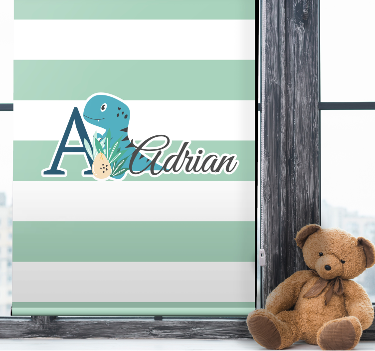 Søde dyr dino med navn planteskole rullgardin - TenStickers