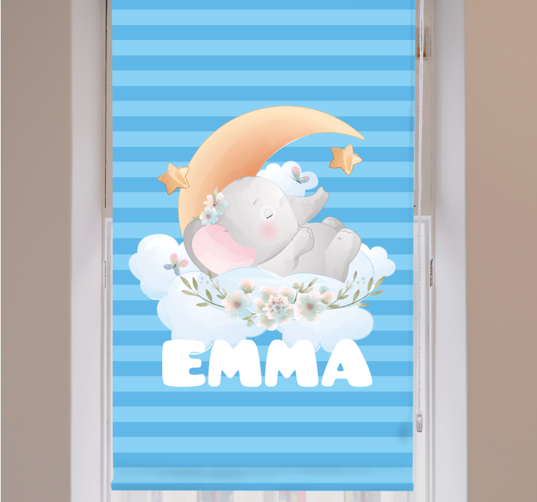 Søde dyr elefant med navn planteskole rullgardin - TenStickers