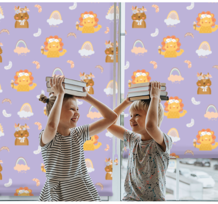 Søde dyr og regnbue mønster børn rullgardin - TenStickers