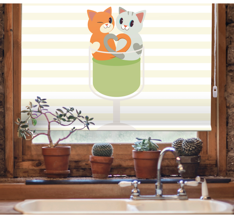 Søde kattekammerater dyr på rullegardiner - TenStickers