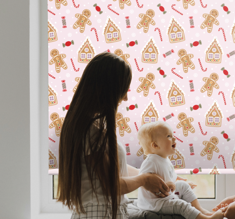 Søde småkager på pink rulle gardin til børn - TenStickers