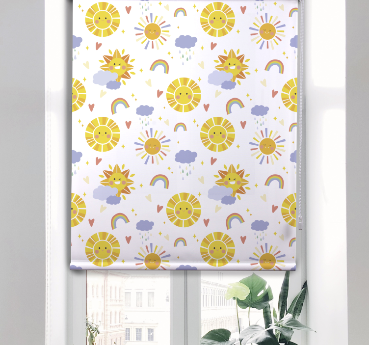 Solrige skyer og regnbuer mørklægningsgardiner børn - TenStickers