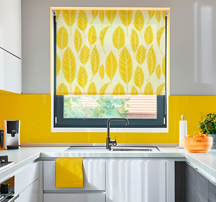 Store blade mønster gule rullegardiner - TenStickers