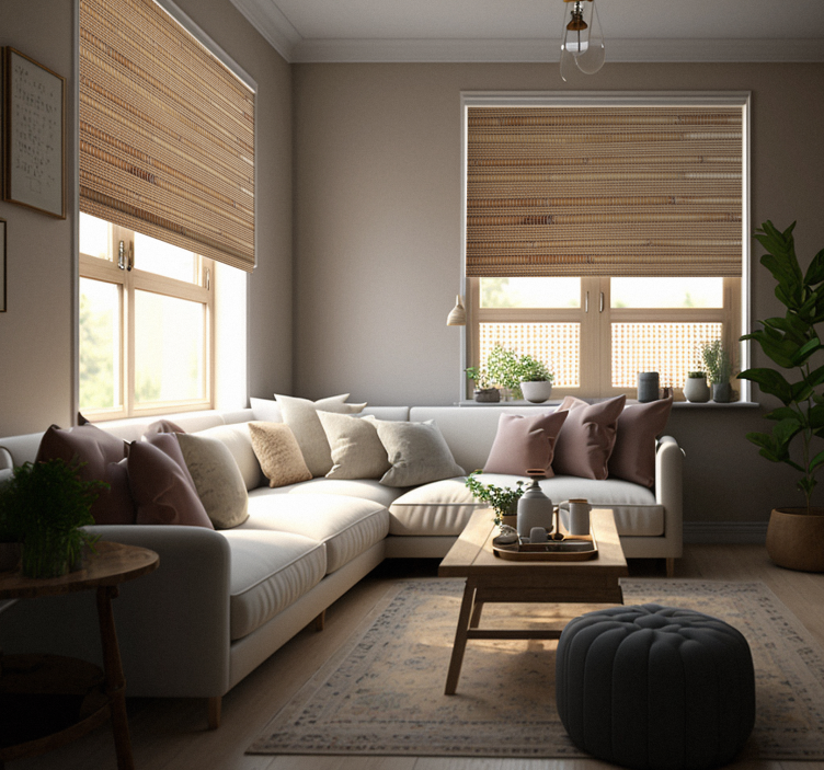 Stribede lysebrune planker rustikke Rullegardiner - TenStickers