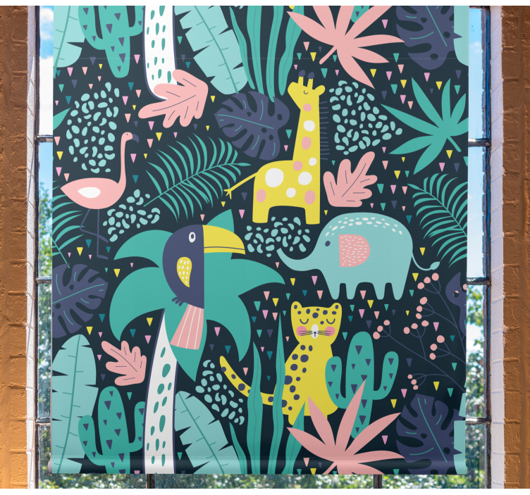 Tropiske nordiske dyr mørklægningsgardiner børn - TenStickers