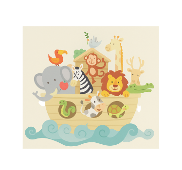 Mørklægningsgardiner børn i noahs ark design - TenStickers