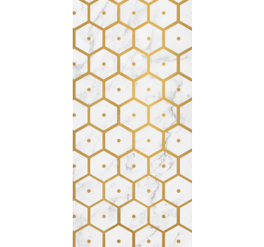 Rullegardin til badeværelse hexagonalt guld marmor mønster - TenStickers