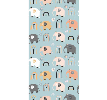 Mørklægningsgardiner børn med elefant regnbuemotiver - TenStickers