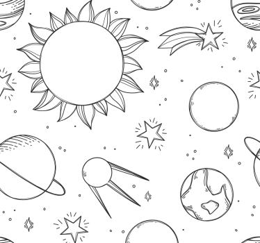 Mørklægningsgardiner børn rummets doodle - TenStickers
