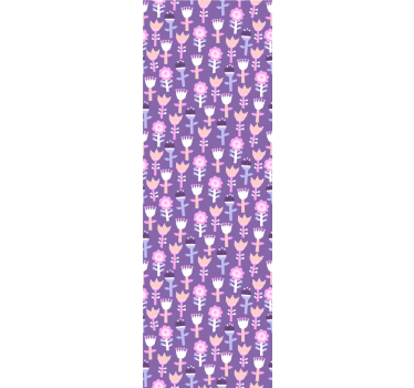 Mørklægningsgardiner børn i lilla blomsterdesign - TenStickers