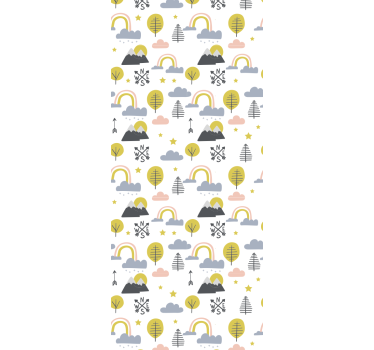 Mørklægningsgardiner børn med minimalistiske træer regnbuer - TenStickers