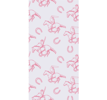 Mørklægningsgardiner børn med pink cowboy heste mønster - TenStickers