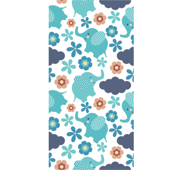 Mørklægningsgardiner børn elefanter og blomster - TenStickers