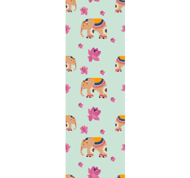 Mørklægningsgardiner børn indian peach elefanter - TenStickers