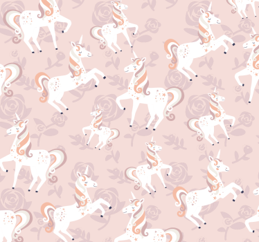 Mørklægningsgardiner børn pink og høj unicorn med blomster - TenStickers