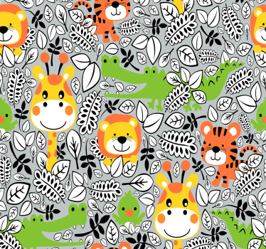 Mørklægningsgardiner børn jungle venner grå - TenStickers
