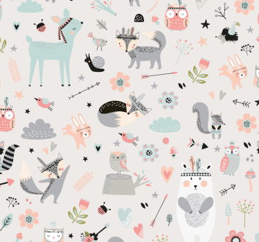 Mørklægningsgardiner børn nordic stil pink skov - TenStickers