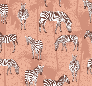 Mørklægningsgardiner børn zebra og palmer brun - TenStickers