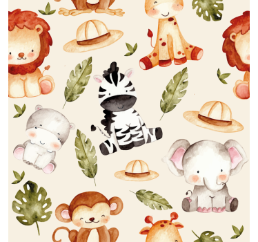 Mørklægningsgardiner børn beige safari - TenStickers