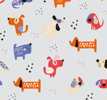 Mørklægningsgardiner børn med illustrerede hunde - TenStickers