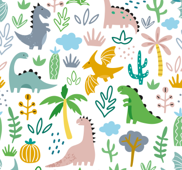 Mørklægningsgardiner børn i skandinavisk dinosaur mønster - TenStickers