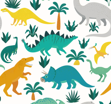 Mørklægningsgardiner børn dinosaurer med træer - TenStickers