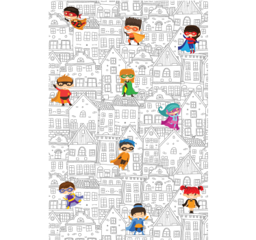 Superhelte i byens superhelt rullegardin - TenStickers