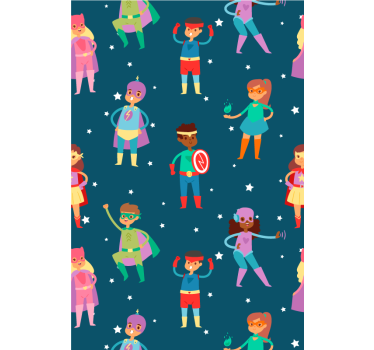 Superkids mønster superhelt rullegardin - TenStickers