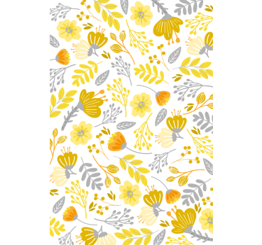 Gul blomsterRullegardin - TenStickers