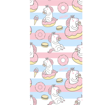 Enhjørninger og donuts rullegardin - TenStickers