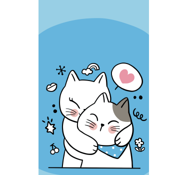 Dejlige katte, der krammer børn rullgardin - TenStickers