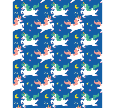 Enhjørningsmønster med månebørneRullegardin - TenStickers