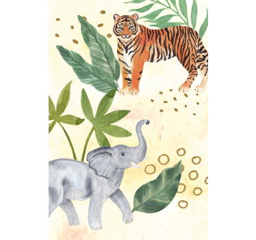 Akvarel safari dyr dyreRullegardin - TenStickers
