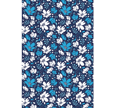 Hvide tusindfryd på blå baggrund blomster rullegardin - TenStickers