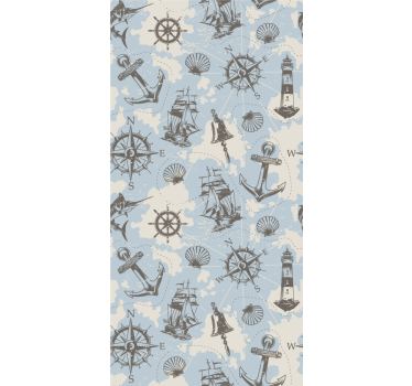 Vintage nautisk mønster mere vintage rullgardin - TenStickers