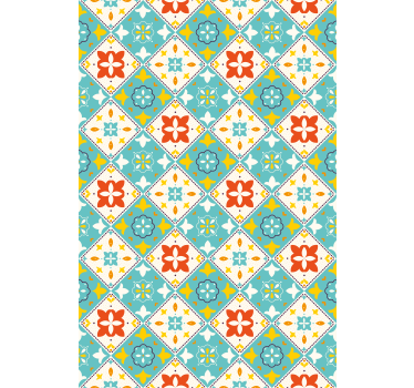 Farverig vintage stil fliser mønster badeværelsesvindue - TenStickers