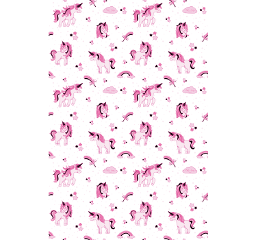 Enhjørning fantasy print mørklægningsgardiner børn - TenStickers