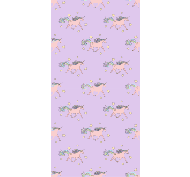 Pink pastelfarver søde enhjørninger mønster rullgardin kunst - TenStickers