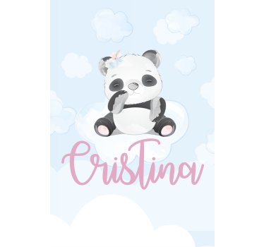 Baby panda sidder med navn mørklægningsgardiner børn - TenStickers