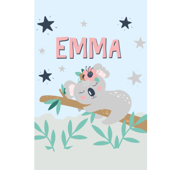 Baby koala med navn mørklægningsgardiner børn - TenStickers