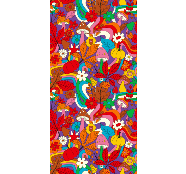 Flower power retro mønster mere vintage rullgardin - TenStickers