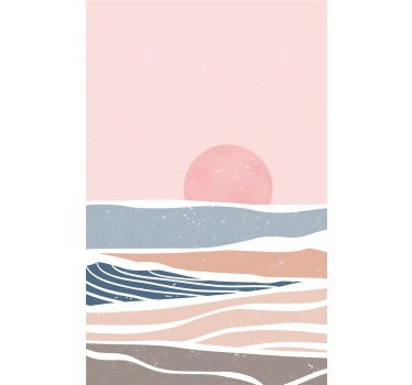 Fredfyldte solnedgangsbølger vintage rullegardin - TenStickers