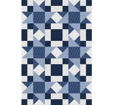 Patchwork blå stjerne trekant mere vintage rullgardin - TenStickers