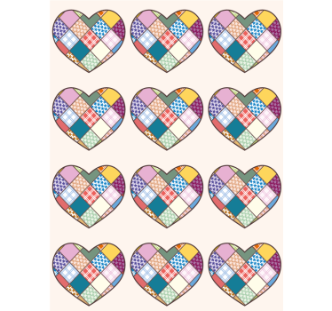 Patchwork farverige hjerte teksturer og mønstre rullgardin - TenStickers